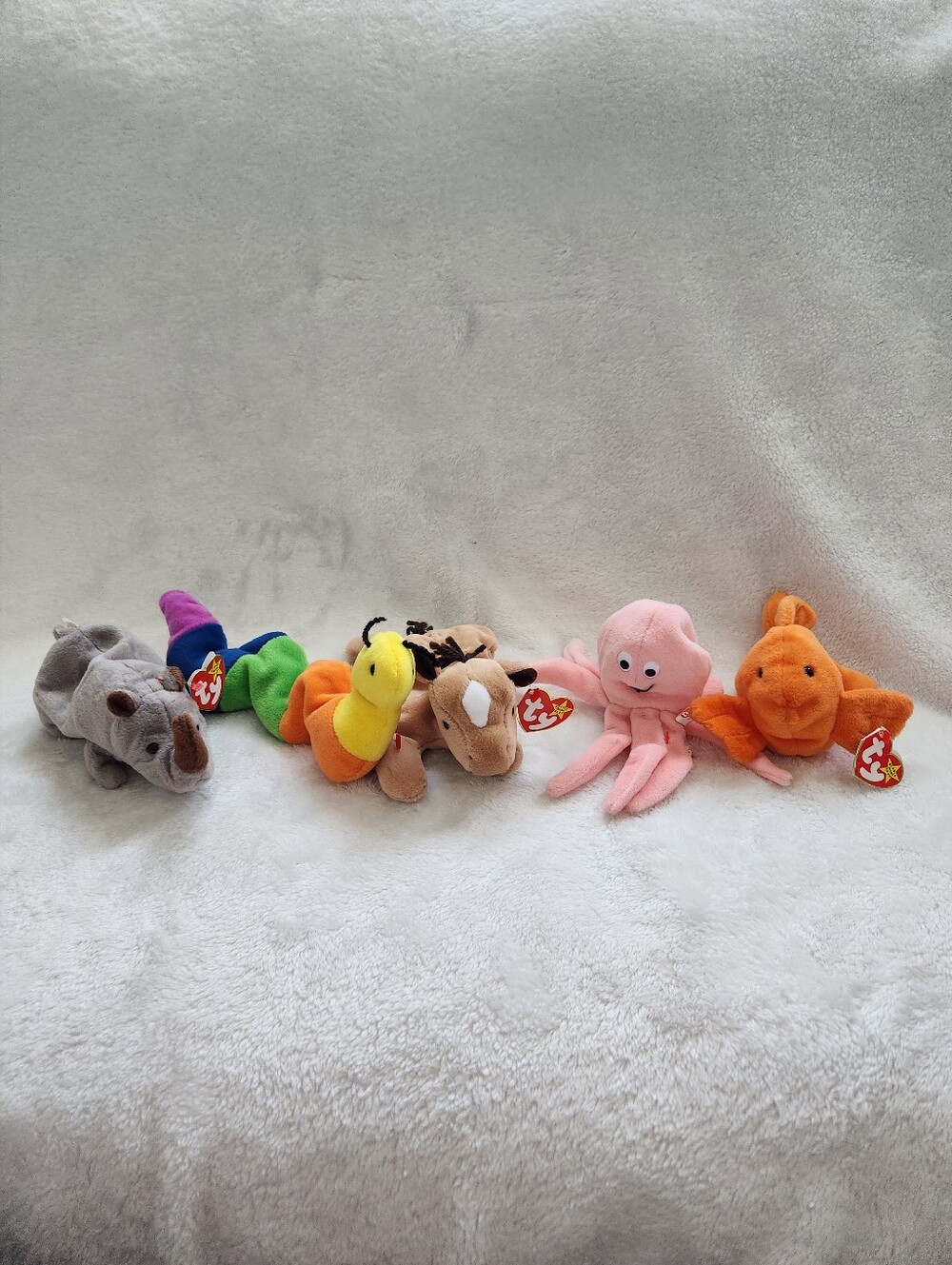 TY Beanie Babies Lot of 5 Spike Inch Derby Inky Goldie Vintage 90s Plush Retired